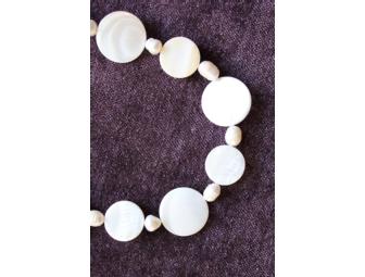 Shell and Freshwater Pearl Necklace with Silver Clasp