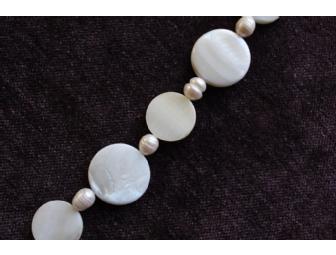 Shell and Freshwater Pearl Necklace with Silver Clasp