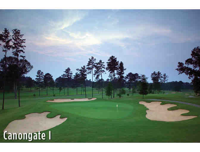 One foursome with carts at Canongate 1 Golf Club in Sharpsburg, GA