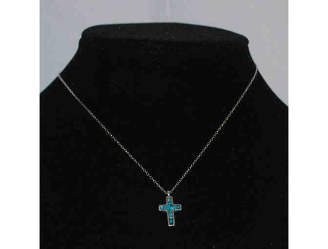 Reversible Coral & Turquoise Cross Necklace