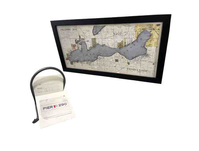 Framed Map of Geneva Lake and Pier 290 Gift Card