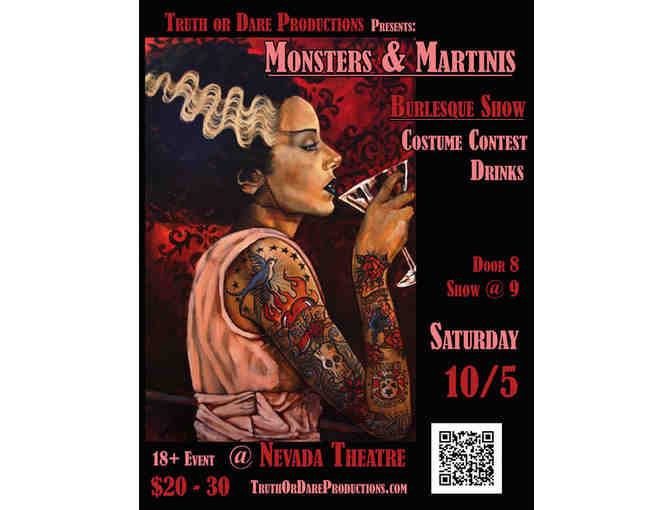 2 tickets to Monsters & Martinis Oct. 5 at the Nevada Theater - Photo 1