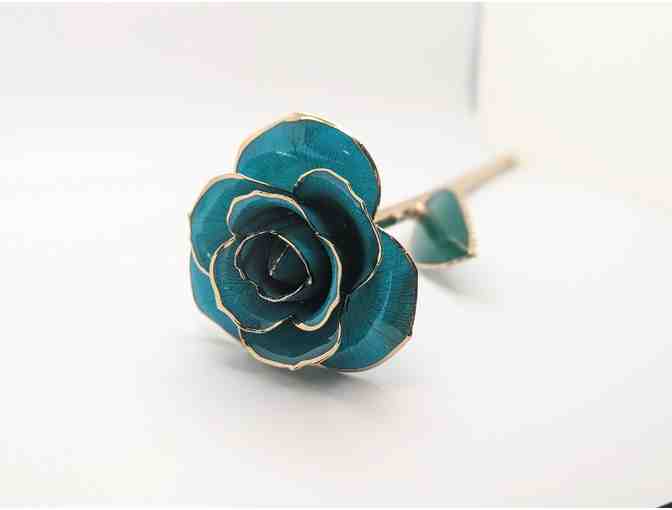 24 Karat and Lacquer Turquoise and Gold Rose