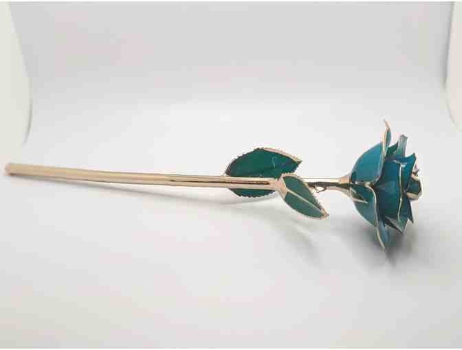 24 Karat and Lacquer Turquoise and Gold Rose