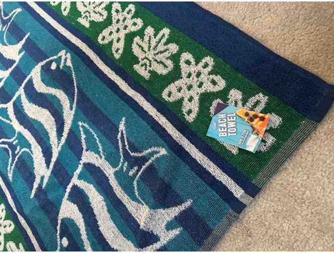 Beach Towel (FISH, Aqua) - Oversized 72' x 36'