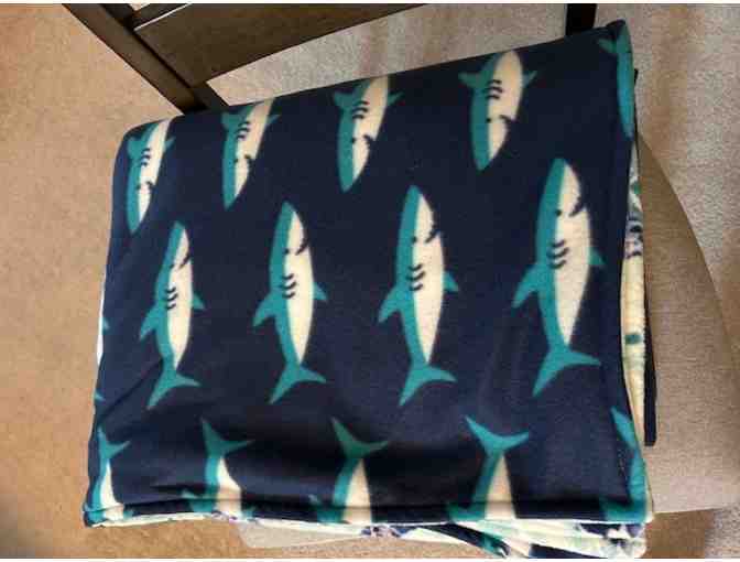 1 BLANKET: Shark + Turtle (Reversible, Handmade, BIG Size, 76' x 60')