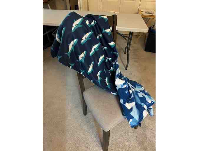 BLANKET: SHARKS (Reversible, Handmade, Oversize) - 66' x 54'
