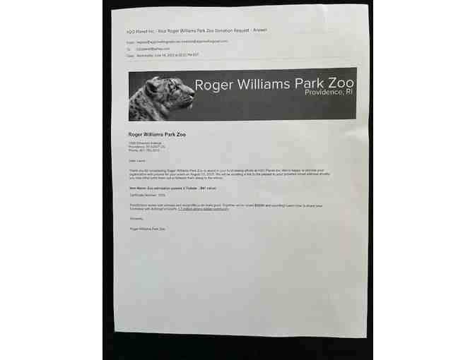 Zoo Tickets: FREE - Roger Williams Zoo (2 Admissions) - Free Shipping