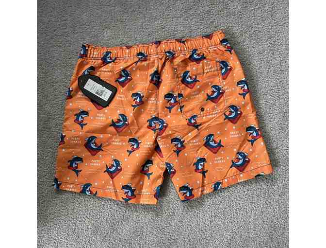 Bathing Suit: SHARK ORANGE (Large, Party Sharks, New)