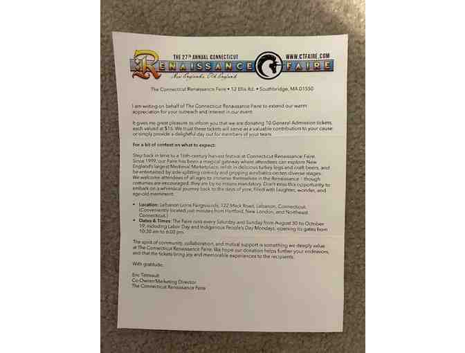 TICKETS 'Renaissance Faire' (2 Passes, Any date, CT