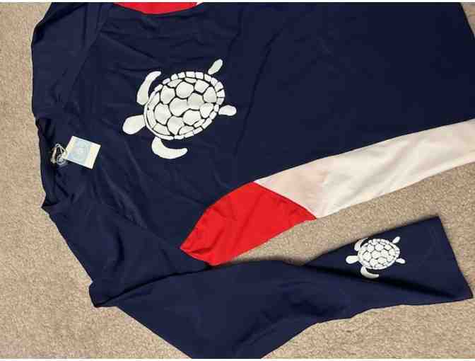 1 TURTLE SHIRT (Medium) - RASHGUARD - Adult, Blue