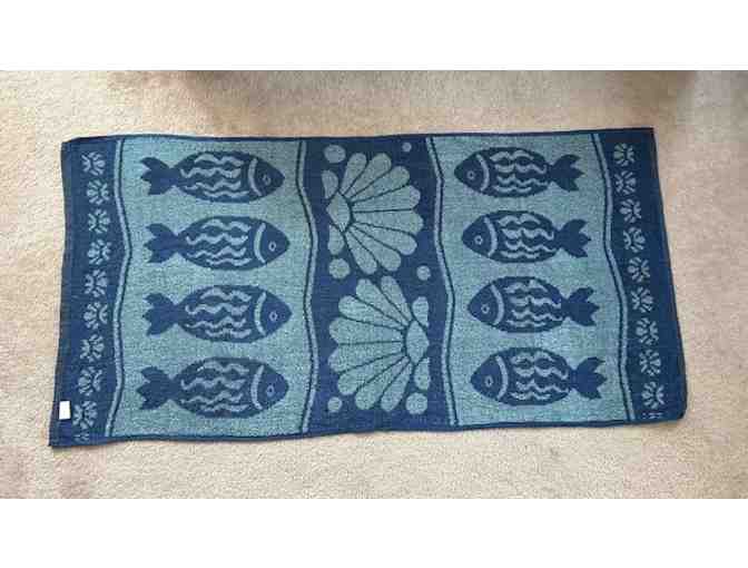 BEACH TOWEL: FISH (Reversible), Navy/Teal - Oversized, 60' x 30'