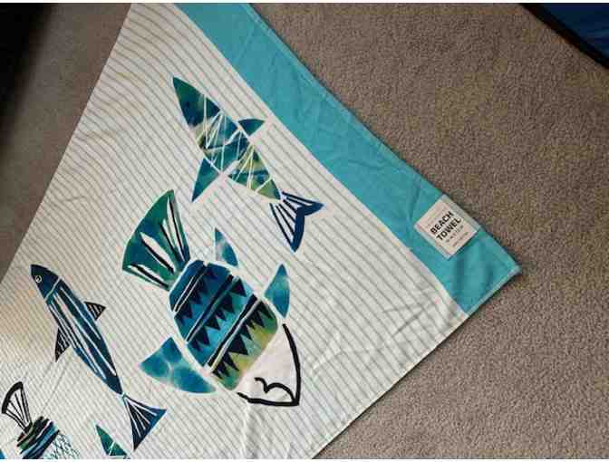 FISH: Beach TOWEL - Oversized Blue/White (72' x 36')