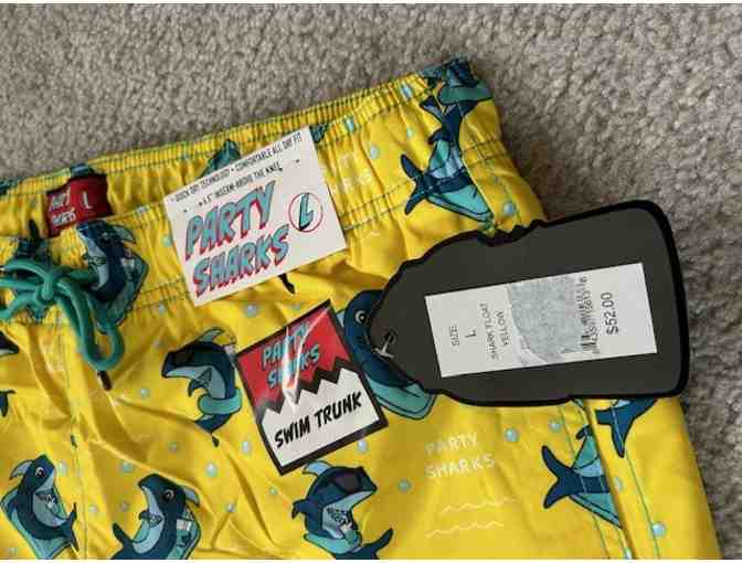 Swim Suit: SHARK YELLOW (Medium, Party Sharks, New)