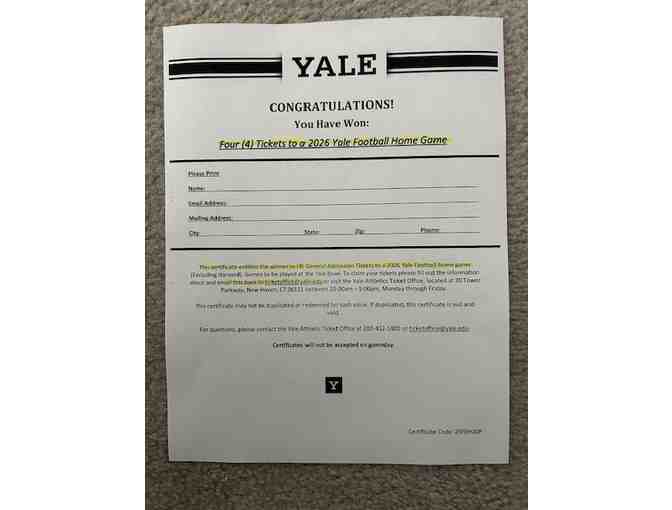 4 FOOTBALL (Yale, 4 TICKETS, Home Game - Free Shipping) - Photo 5