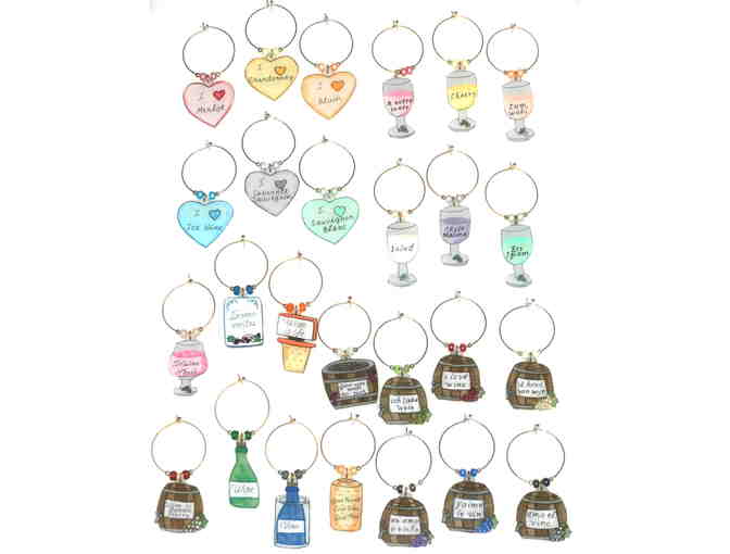 Collection of Wine Theme Wine Charms and Gift Certificate