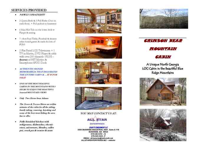 North Georgia Blue Ridge Mountain Log Cabin 5-Night Stay