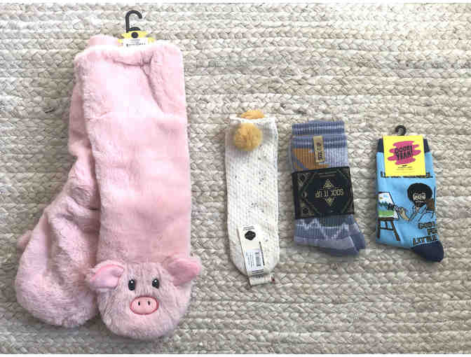Slippers + three pairs of awesome womens socks!!!