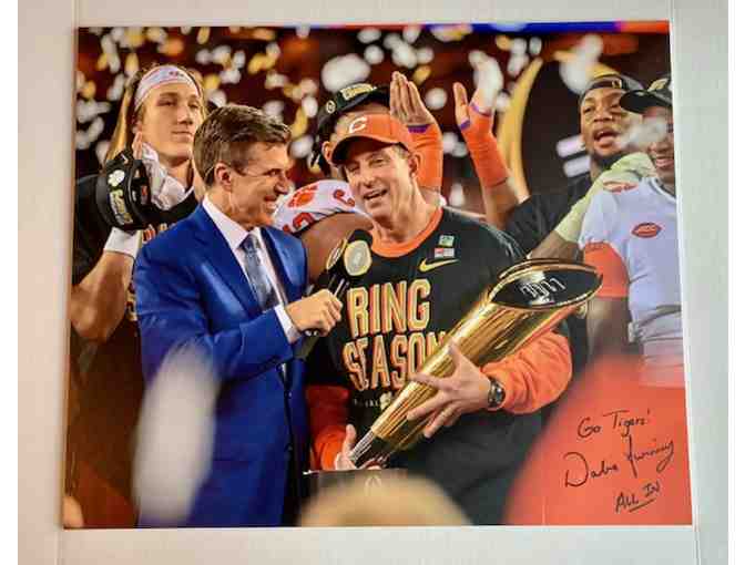 Clemson Tigers Coach Receiving NCAA Football Championship Trophy - Signed Photogrph