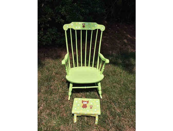 Owl-themed Rocking Chair and Stool by Gina Pergerson