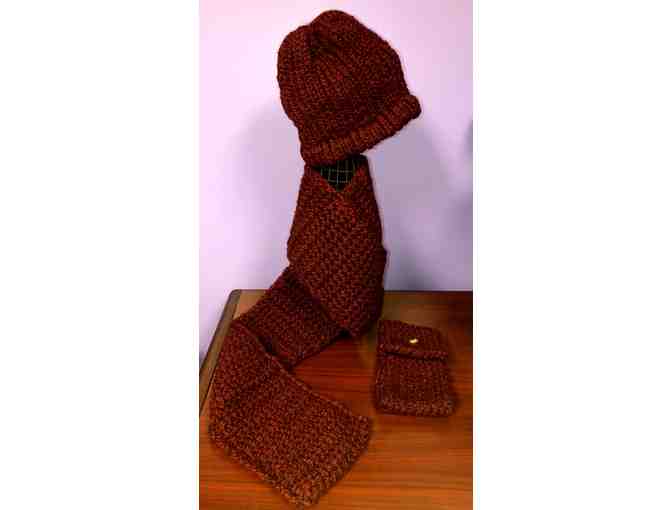 Beautiful Hand Knitted Scarf, Hat and Bag