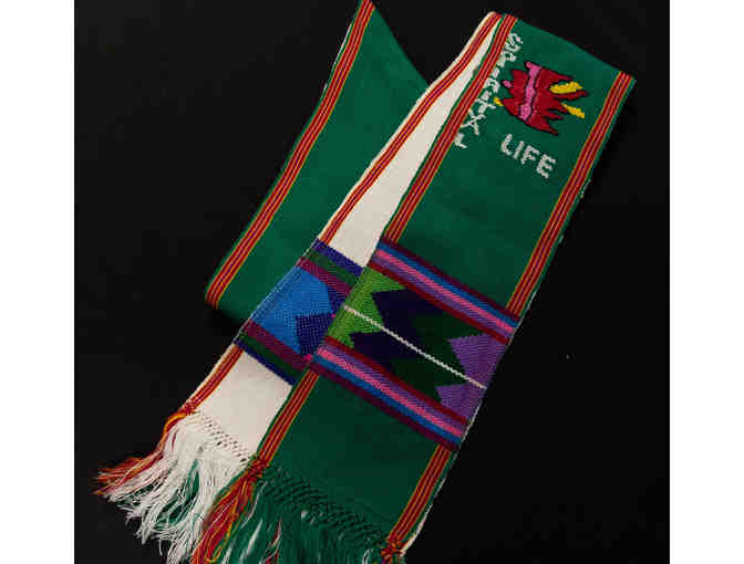 Embroidered UMC Clergy Stole from Bolivia - reversible green and white