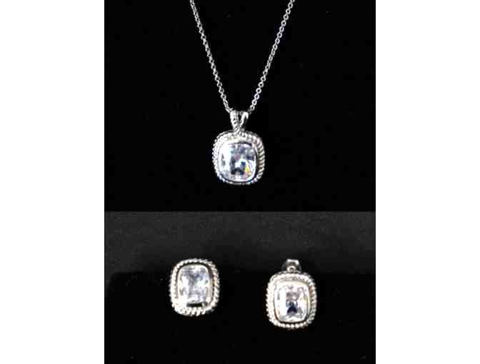 Sterling Silver & Cubic Zirconia Pendant and Earrings Set