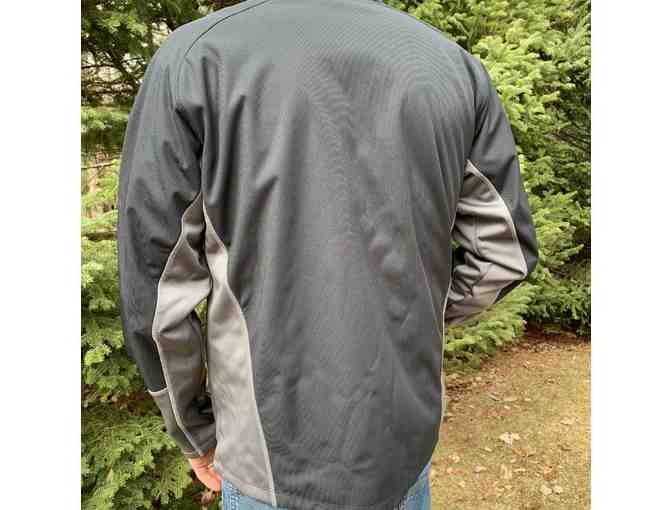 KLT logo embroidered on black/gray zippered jacket, Men's L