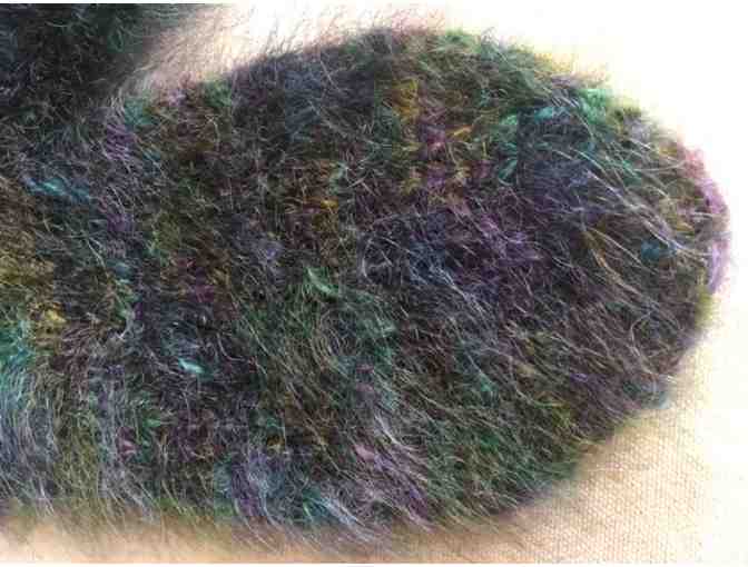 Pair of handmade mittens in Mohair, green