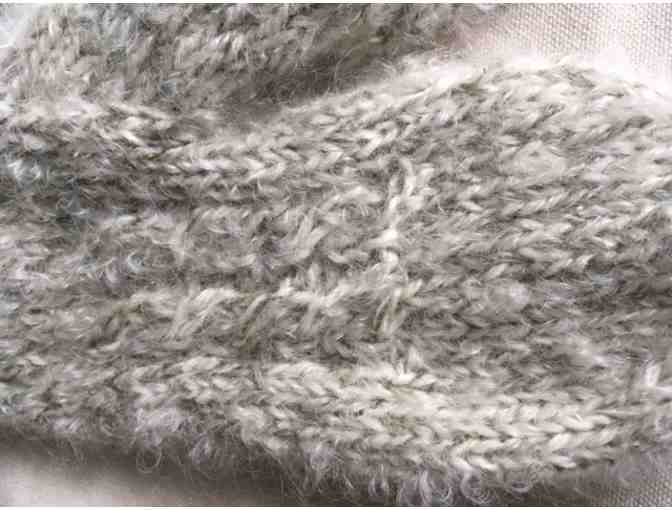 Pair of handmade mittens in Mohair, Tan