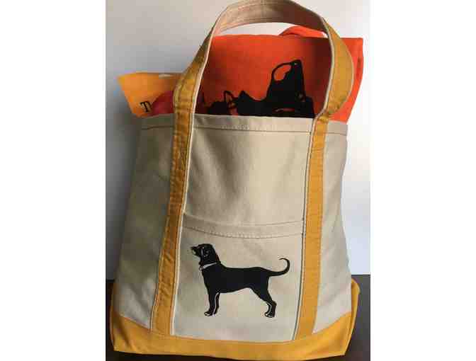 Black Dog Tote bag of special items for your pup