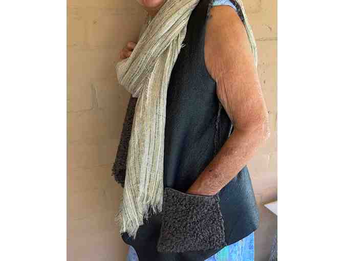 Faux Leather Reversible Vest w/scarf