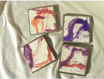 Set of 4 Coasters decorated by Gray-Banded Kingsnake