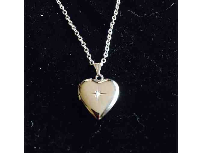 Sterling Silver Heart Locket with 0.1 Diamond