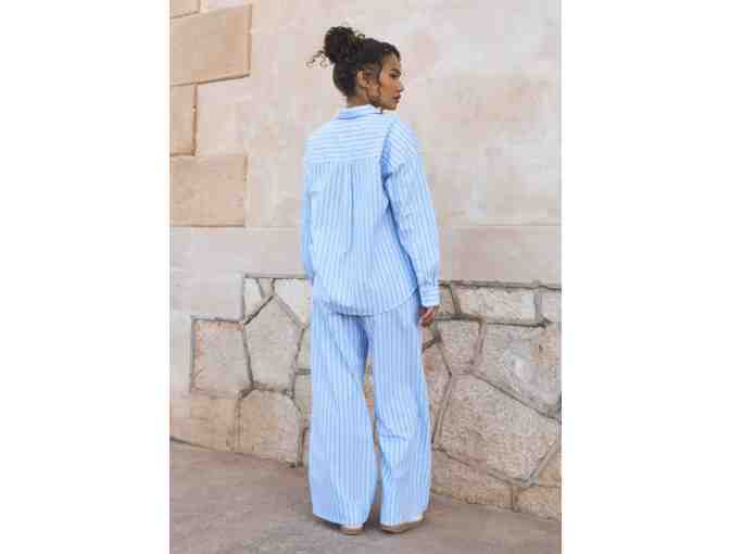 Lounge - Women's Pajama Set Blue Pinstripe - Photo 2