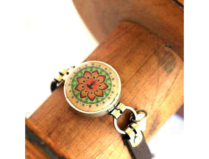 uncorked: Leather, Recycled Steel, and Recycled Wine Cork 'Lotus' Bracelet