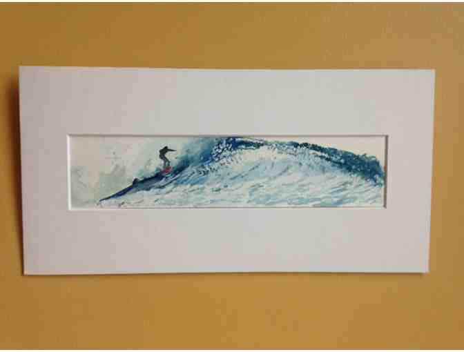 Tony Matthews: 'Surfer with Red Detail' Original Watercolor