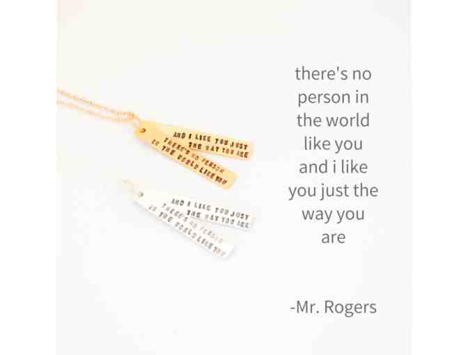 Chocolate and Steel: Mister Rogers 'No person like you' Sterling Silver Necklace