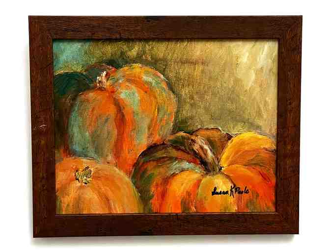 8'x10' Original Framed Pumpkin Time Painting by Susan Poole