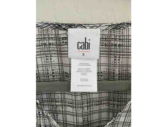 Agenda Black and White Plaid Flutter Sleeve Blouse by Cabi