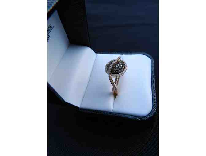 14K Rose Gold Ring with Cocoa and White Diamonds - 1 Carat