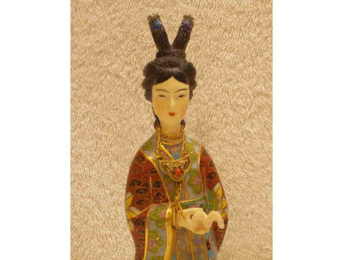 Vintage Chinese cloisonne Court Lady Statue #1