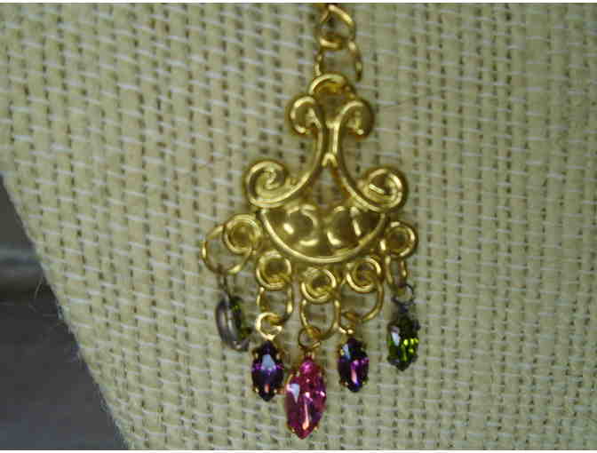 Goldtone with multi color stones necklace