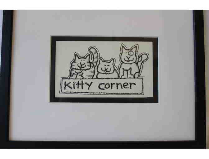 'Kitty Corner' - Framed Pen and Ink Drawing