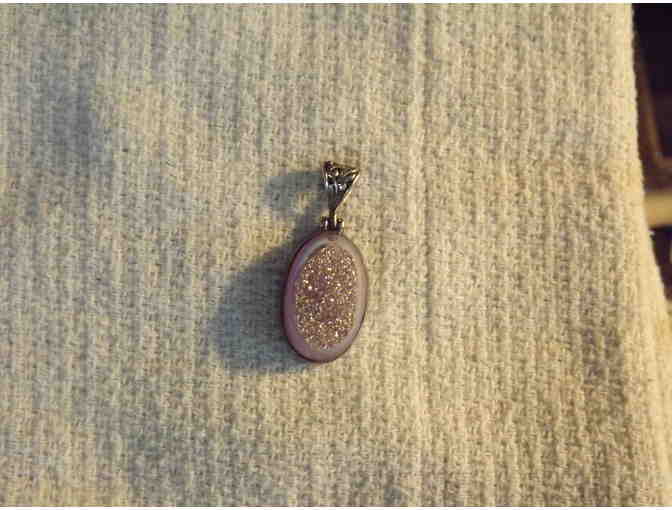 Sterling silver and rosepink drusey quartz pendant