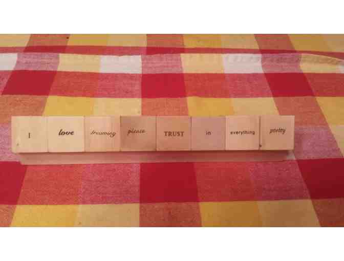 Wooden Poetry Blocks and holder
