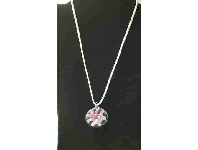 Beautiful Glass Pink Flower Necklace