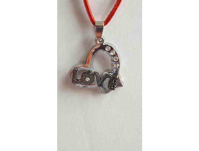 LOVE heart shaped pendant on cord necklace