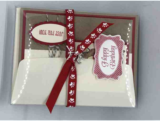 Hand crafted 'Happy Birthday' cards set of 5 with envelopes and charm