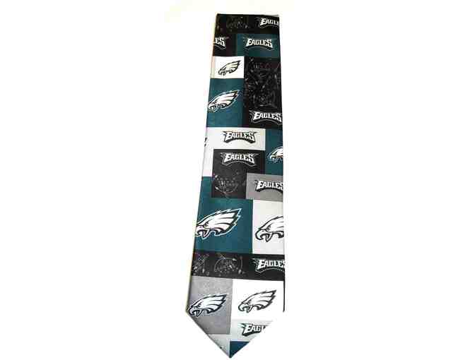 Philadelphia Eagles #91 DE Fletcher Cox autographed photo, necktie, and footballs